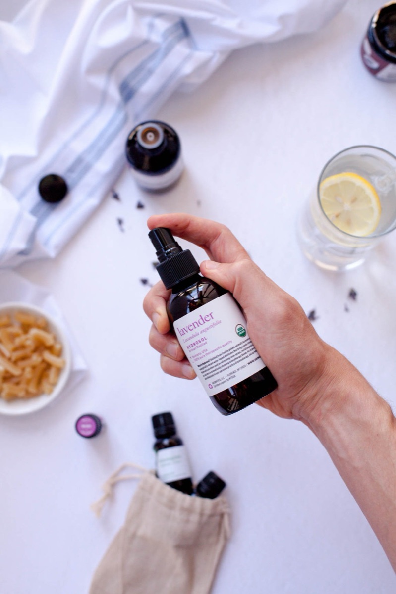 A finished hydrosol blend held in hand